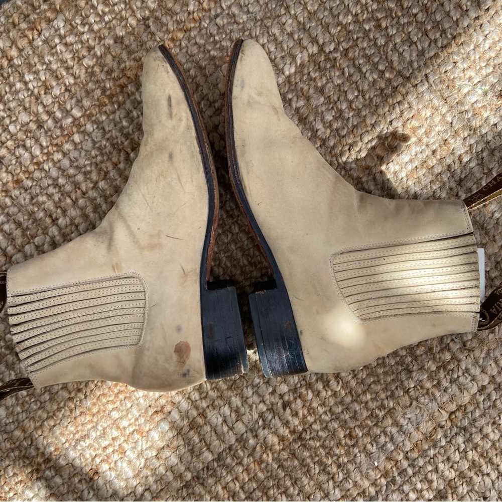 Vtg Charro Boots, Cream, Mexico sz 28 Charreria Botines